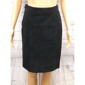 Whos who Black Leather Womans Skirt Lined Knee Length Sz 9
